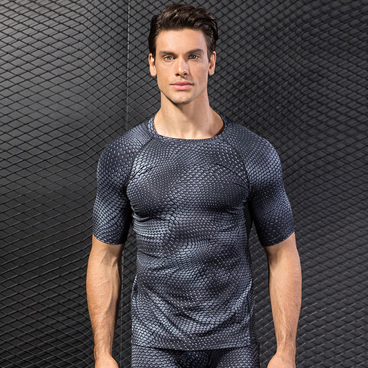 Men's Short Sleeve Quick Dry Tight-Fit Running and Gym T-Shirt